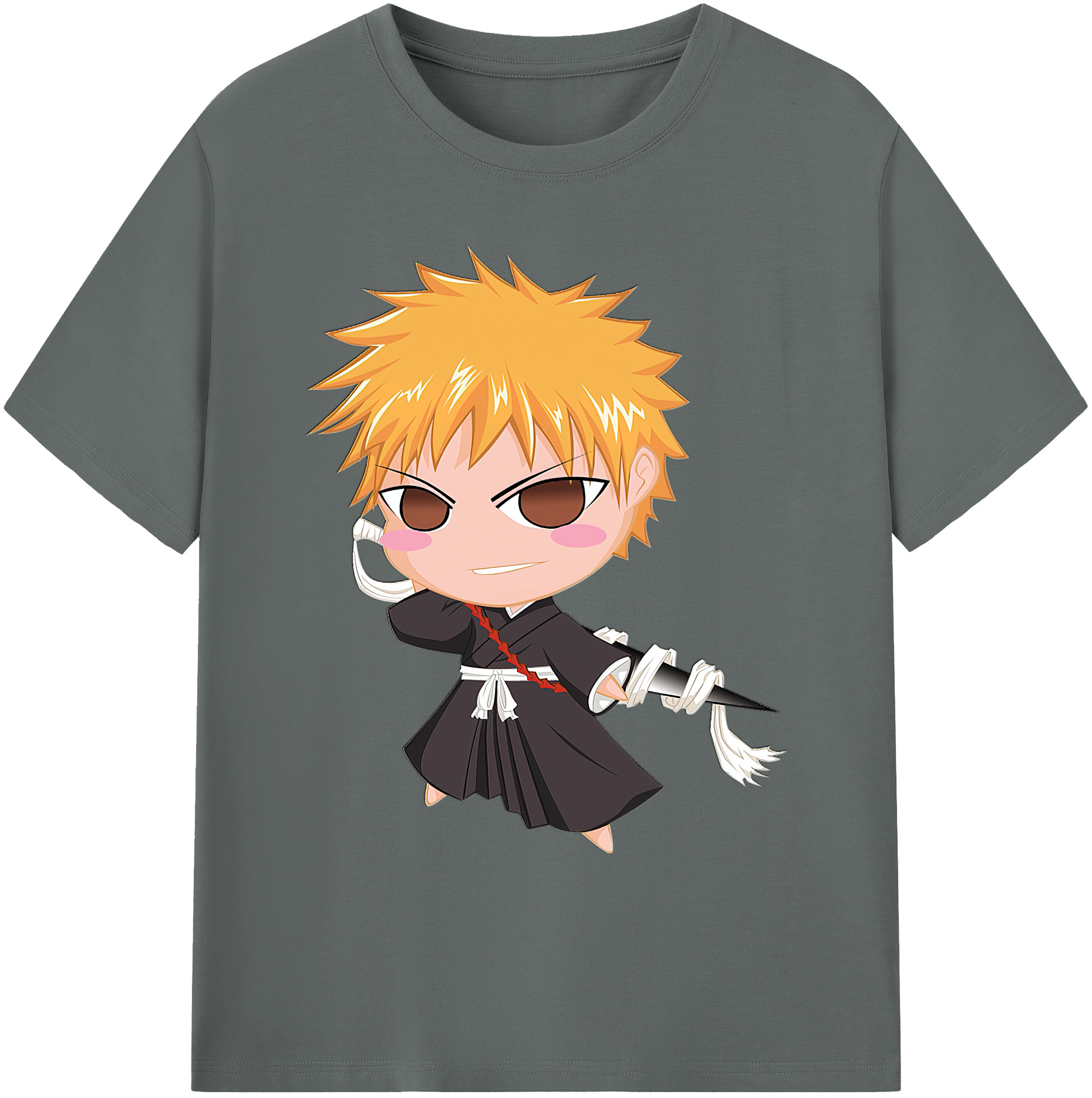 （画像用） ブリーチ 黒崎一護（くろさき いちご）BLEACH Kurosaki Ichigo 綿100％ メンズ半袖Tシャツ｜肌触りやわらか＆通気性